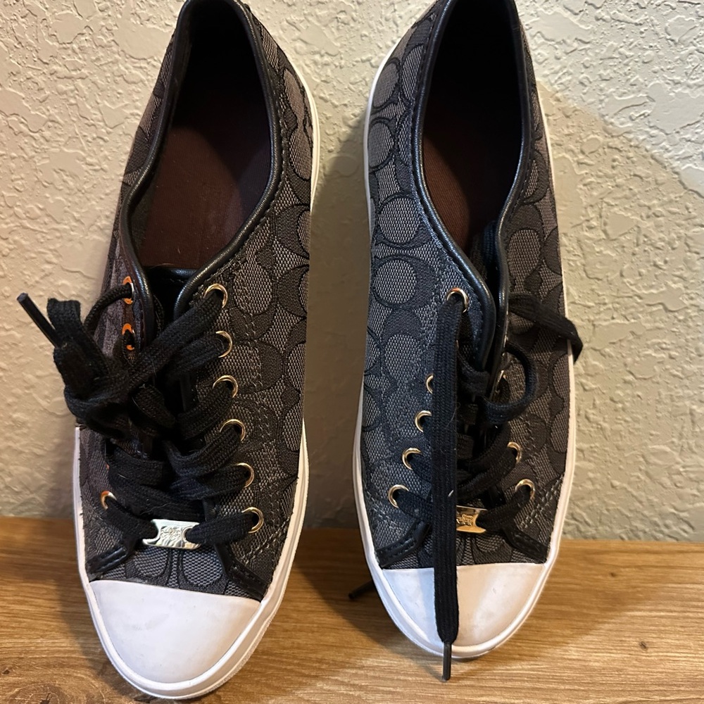 Coach Black Low-Top Sneakers with Monogram Pattern